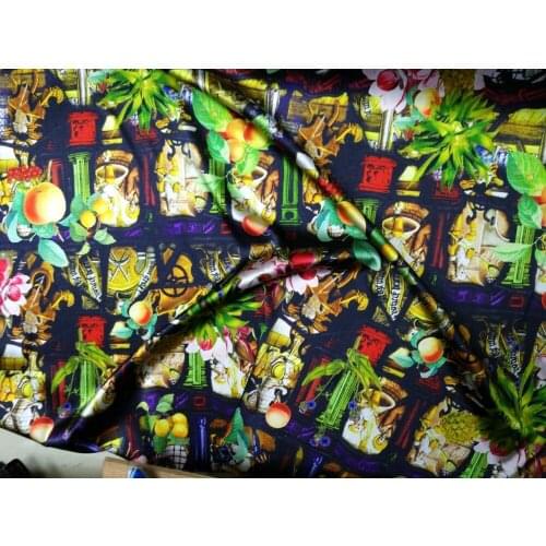 New Fashion Digital Print Silk Elastic Satin Fabric Clothes/Dress/Curtains Material Silk Fabric tissus au metre telas