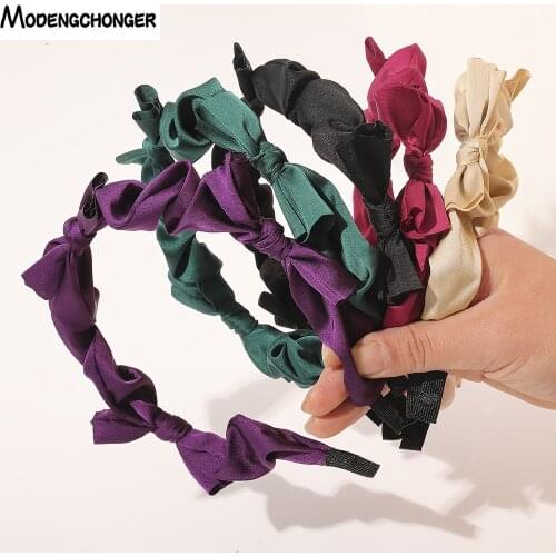 For Woman Hairband Fashion Solid Color Folded Headdress Hairband Chain Winding Lady Outing Headband Hair Bundle Hair Accessories