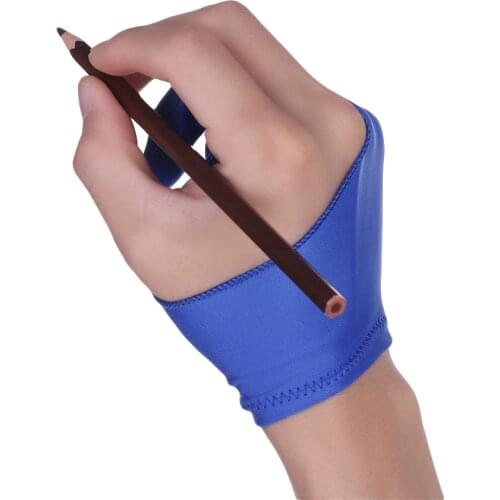 1Pc Artist Drawing Glove For Any Graphics Drawing Tablet Black/Red/Blue 2 Finger Anti-fouling For Right And Left Hand