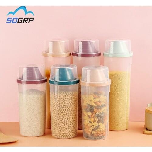 Pp Food Storage Box Rice Bucket Plastic Clear Container Set Lids Kitchen Bottles Jars Dried Grains Tank Organizer Washing Powder