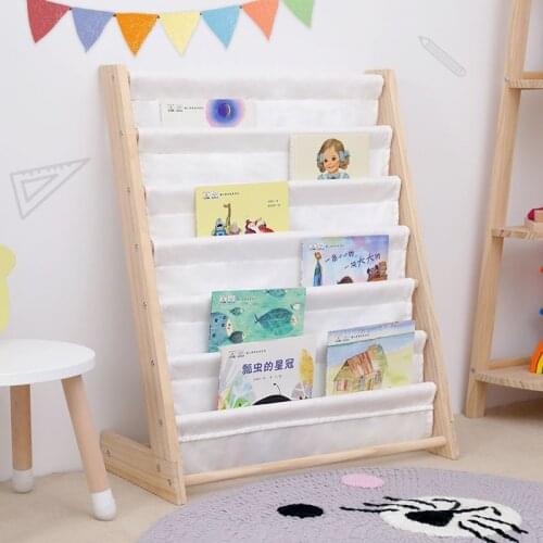 Simple Floor Standing Childrens Bookshelf Magazine Bookshelf With Toy Storage Wood Bookcase Placing Kids Books and Picture Rack
