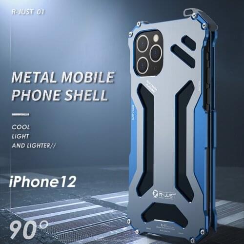R-just Aluminum Case For Iphone 12 Pro Max 2020 Cnc Armor Shell Metal Aluminum Protection Phone Shell Case