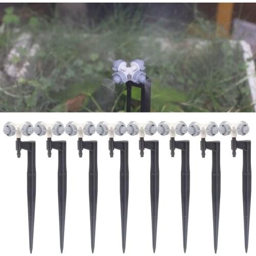 4Pcs 4-Head Gray Round Atomizing Nozzle Irrigation Sprinkler cross misting Nozzle Support Spike Watering Sprinklers