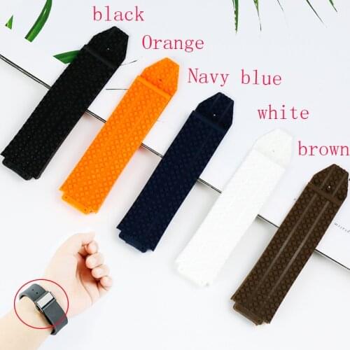 Watch Accessories 17mmx25mm Suitable for HUBLOT Series Womens Silicone Strap 22mm Folding Buckle Rubber Mens Sports Strap