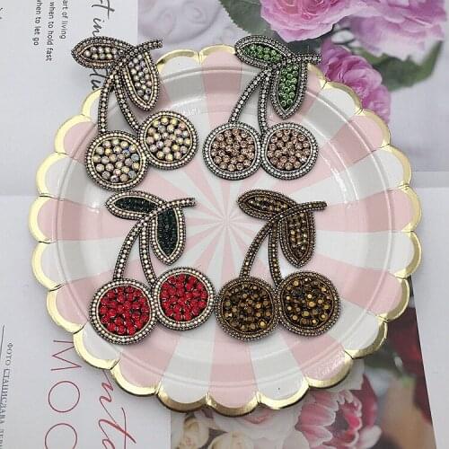 Handmade beading high-end Indian wire crystal cherry jewelry patch accessories clothing shoes bags Spring wire applique diy