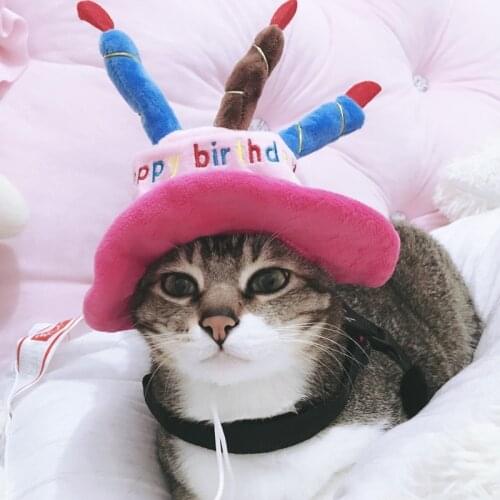 Happy Birthday Pet Cat Hat Cap For Cat Christmas Festival Pets Accessories Cute Hats Products for Cats Kitten Headwear Accessory