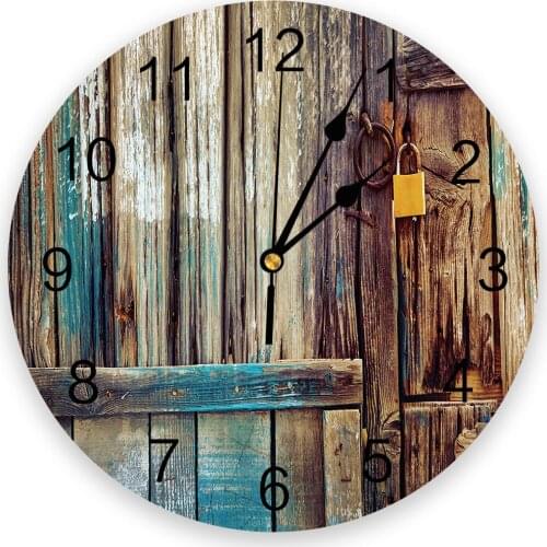 Painted Wooden Door Modern Wall Clock For Home Office Wall Decoration Living Room Bathroom Decor Needle Hanging Watch