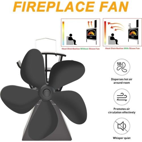 Fireplace Fan 5 Blade Wood Stove Fan Quiet Heat Power Eco Fan For Log Burner Quick Heat Dissipation Stove Fan Home Heating Fan