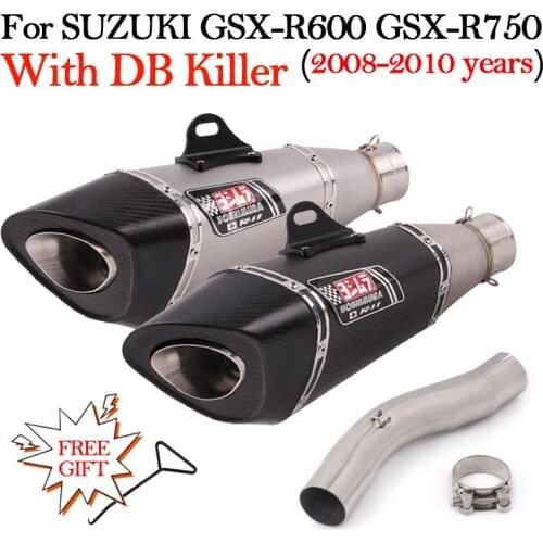Slip On For SUZUKI GSX-R650 GSX-R750 GSXR 650 750 2008 - 2010 Motorcycle Exhaust Modified Muffler Carbon Escape Middle Link Pipe