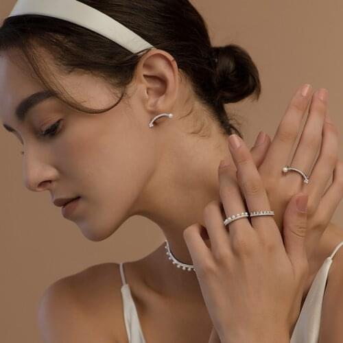 Lnngy Classic Stud Earrings Real 925 Sterling Silver For Women Synthetic Zircon Pearl Stud Earrings Pearl Jewelry Gifts bijoux