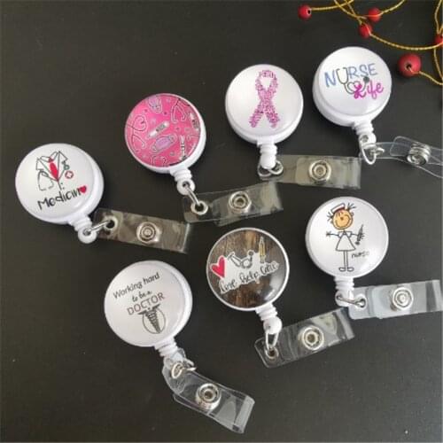 10pcs/lot hospital Stethoscope Medicin Cancer Retractable office ID name card working Badge Reel clips holder for nurse doctor