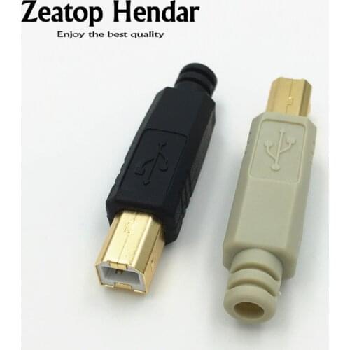10Pcs Gold plated DIY USB 2.0 B Type 4 Pin Male Printer Port Assembly Adapter Connector Plug Socket Solder Plastic Shell