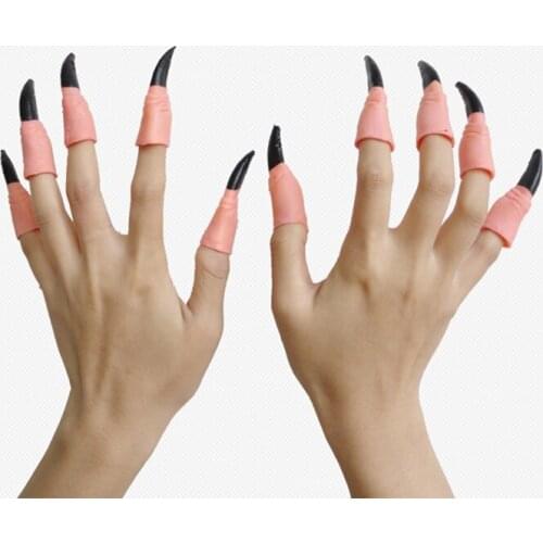 10 Packs/lot Artificial Nail Sleeve Halloween Prop Party Decorations Fingernail Tricky Toys 2 Color For Event Cosplay