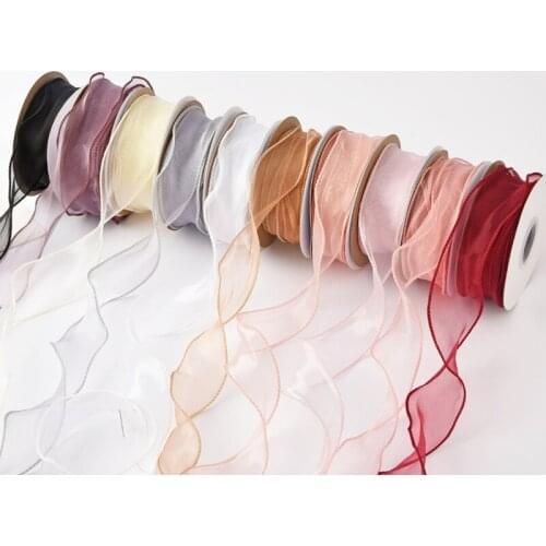 10yards /roll 40mm Wave Silk Organza Ribbon for Hair Ornament Gift Wrapping Decoration Ribbons for Bows