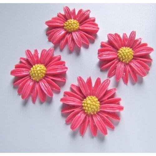 100 pcs 26mm resin Daisy flower Cabochons Pink Yellow - Vintage Style diy extra big ,you pick colors