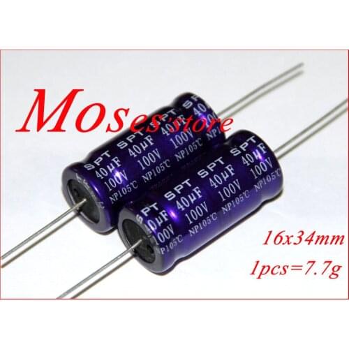 100v 40uf 100% Original new Axial NP Bipolar Capacitance Electrolytic Capacitor 16x34mm (100pcs)