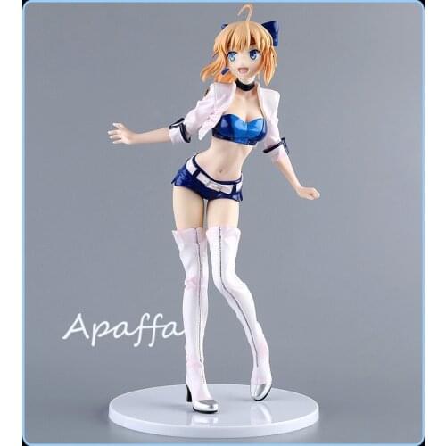 27cm Anime Figure Toys Fate Stay Night Altria Pendragon Saber Racing Car PVC Action Figure Toys Collection Model Doll Gift
