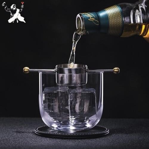 304 Stainless Steel Gold-Plated Round Head With Handle Measuring Cup Bar Measure Cocktail Jigger 30ml Bar Tools Accessory