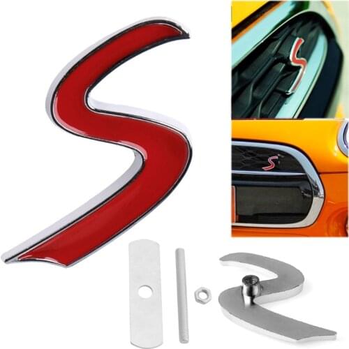 3D Metal S Front Grille Badge Emblem Decal For Mini Cooper R50 R52 R53 R56 R57