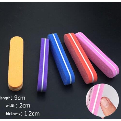 40pcs NailFile Double Side Nail Buffer Nail Files 100/180 Sponge Grit Sanding Tools Buffing Washable Random
