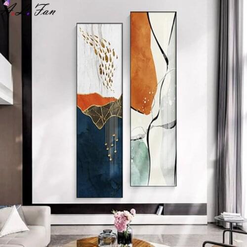 Abstract gold foil lines painting on canvas colorful pigment golden poster modern wall art pictures for living room home decor