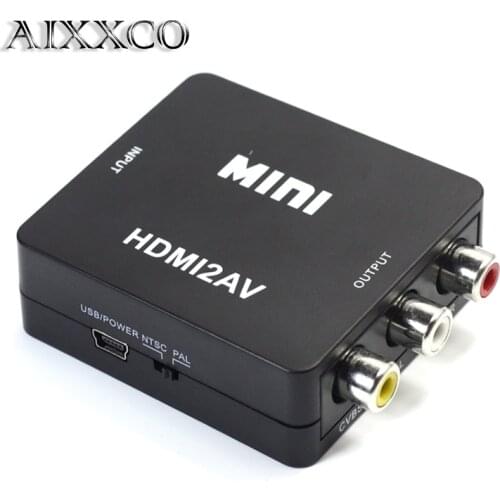 AIXXCO HD 1080P HDMI-compatible To AV/RCA CVBS Adapter Mini HDMI2AV Video Converter Box For HDTV TV PS3 Computer PC VCR NTSC