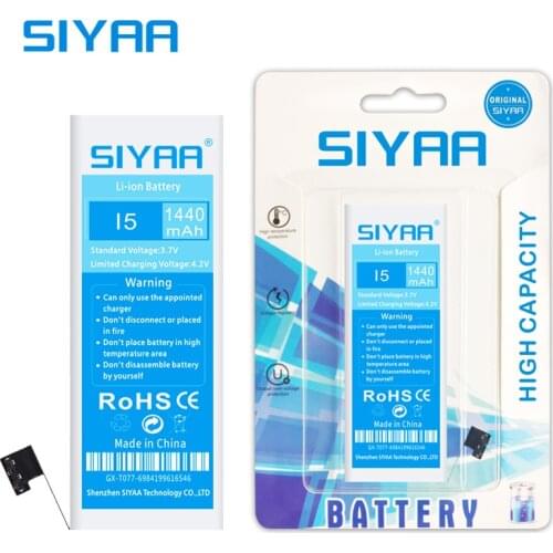 SIYAA Phone Battery For iPhone 5 5G 1440mAh Bateria Replacement Batteries Lithium Polymer Free Repair Tools With Retail Package