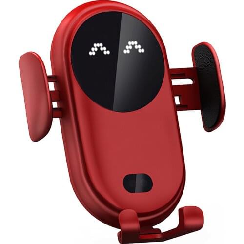 Car Charger 10W Fast Charging Wireless Charger Infrared Sensing Charger with LED Lamp Rotatable Auto-clamping Dual-purpose