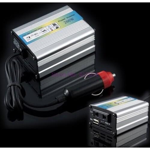By DHL or Fedex 100pcs 220V USB 12V DC to AC Car Power Inverter Adapter 200W Free shipping