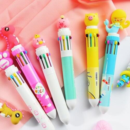 Cute Animal Cartoon Ballpoint Pen School Office Supply Stationery Multicolored Pens Colorful Refill office accessories