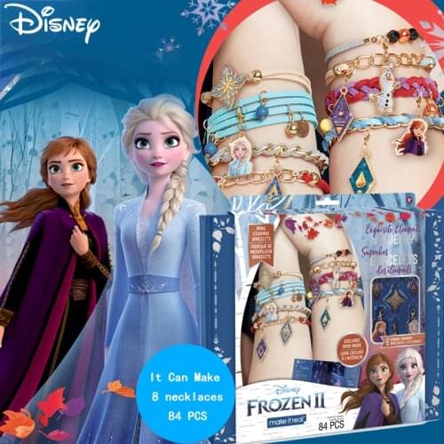 Disney Frozen 2 Elsa Anna Princess Childrens Beaded Bracelet DIY Splicing Jewelry Pendants Set Surprise Girls Gift Box Toys