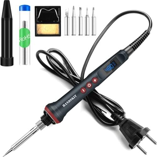 90W High Power Digital Display LCD Electric Soldering Iron 110V / 220V Adjustable Temperature 4 Core Soldering Handskit