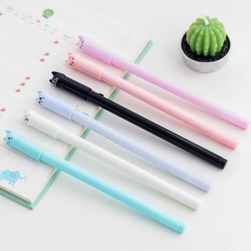 Ellen Brook 1 Piece New 0.5mm Gel Pen Fashion Cartoon Cute Kawaii Cat Plastic Pen School Office Supplies Novelty Gift