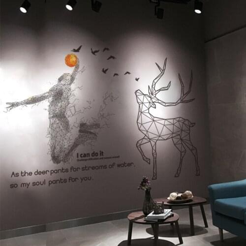 Basketball Player Wall Sticker Creative Deer Animal Wall Decals for Living Room Kids Room Home Decoration Accessories