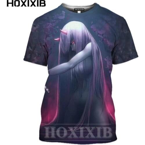 HOXIXIB 3D Print Animation Darling In The Franxx T Shirt Men Hentai Anime Girl ZERO TWO Tshirt Women Lollipop 002 Driver Clothes