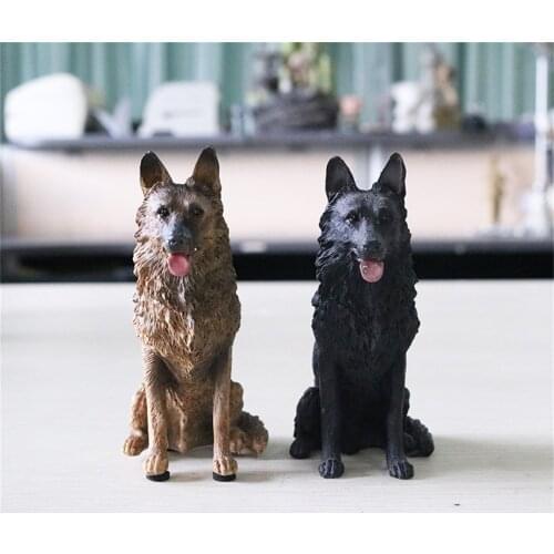JJM Small German Shepherd Dog Pet Figure Animal Car Decoration Model Toys Gift Crafts Souvenirs Decor Vehicle Simulation Art
