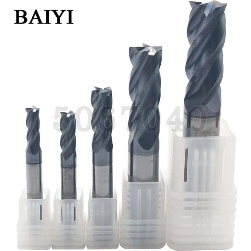 Tungsten steel end mill 1/2/3/4/5/6/8/10/12/14/16/18/20mm 4Flute HRC65 Endmills Tungsten Steel Milling Cutter End Mill machine