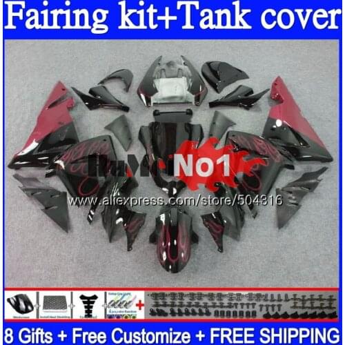 Body For KAWASAKI ZX 1000 CC ZX 10 R ZX1000CC 2004 2005 100MC.41 ZX10R 04 05 ZX 10R 1000CC ZX-10R 04 05 OEM Fairing Red flames