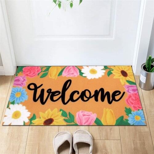 Letter Carpet Bathroom Entrance Doormat Welcoming Spring Decoration Door Mat Anti-slip Bottom Indoor Outdoor Kitchen Rug