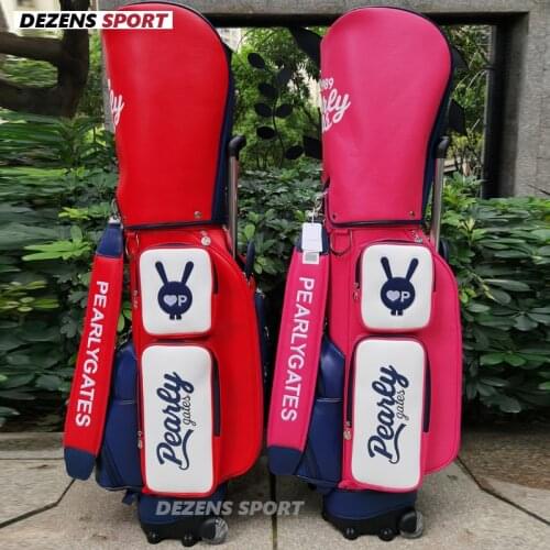 Red/Pink Womens Golf bag PU golf bag Pull rod with pulley Golf standard bag