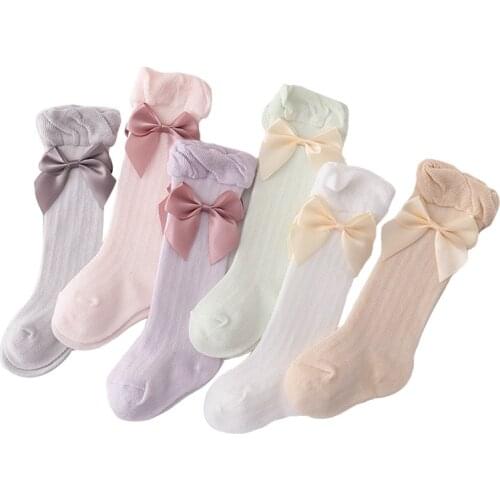 Summer Thin Baby Knee Socks Anti-mosquito Baby Socks Newborn Cotton Socks Girls Bow Socks