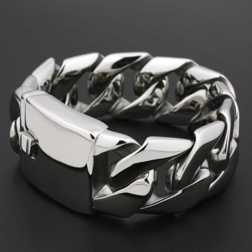 LINSION Huge Heavy 316L Stainless Steel Bracelet Mens Biker Punk Bracelet 5D002