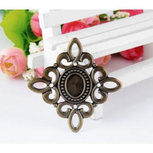 MIAOCHI 10Pcs Antique Bronze Filigree Cameo Frame Settings Wraps Connnector Embellishments Decoration DIY 5.3x5.3cm F0320