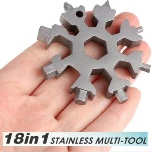 18 In 1 Snowflake Multi Tool Spanner Hex Wrench Multipurpose Camp Survive Outdoor Multi Tool EDC Keychain Pocket Tool