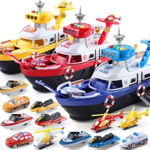 2021 Kids Toys Simulation Track Inertia Boat Diecast Toy Vehicles Music Story Light Toy Ship Model Car Parking Boys Gift CT0234
