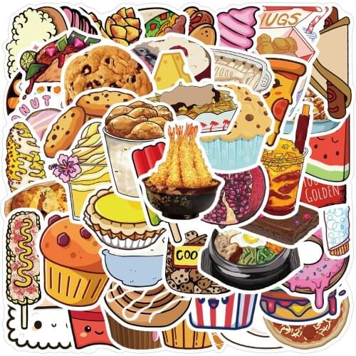 10/50/PCS Cartoon Food Graffiti Stickers Skateboard Fridge Guitar Motorcycle Luggage DIY Classic Toy Sticker Decal for Kid
