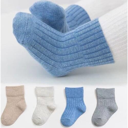 4Pair/lot New girls boys baby socks pure color simple For 0-3years old baby sock