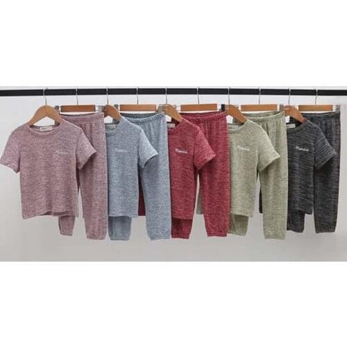 2021 new spring and summer male and female baby color cotton wool fabric house house mosquito pants suit