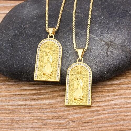 New Charm Colar Copper Zircon Pendant Necklace for Mother Gifts Virgin Mary Necklace Our Lady of Guadalupe Religious Jewelry