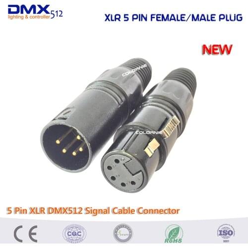 Stage lighting 5 Pin XLR Connector, MX512 Signal Cable Female and Male Plug Connector